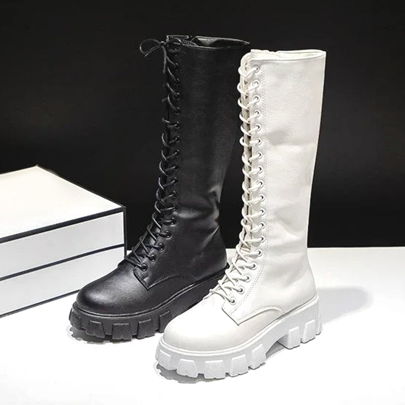 Casual White Black Luxury Platform Women Knee High Boots Boots - Tophatter Daily Deals