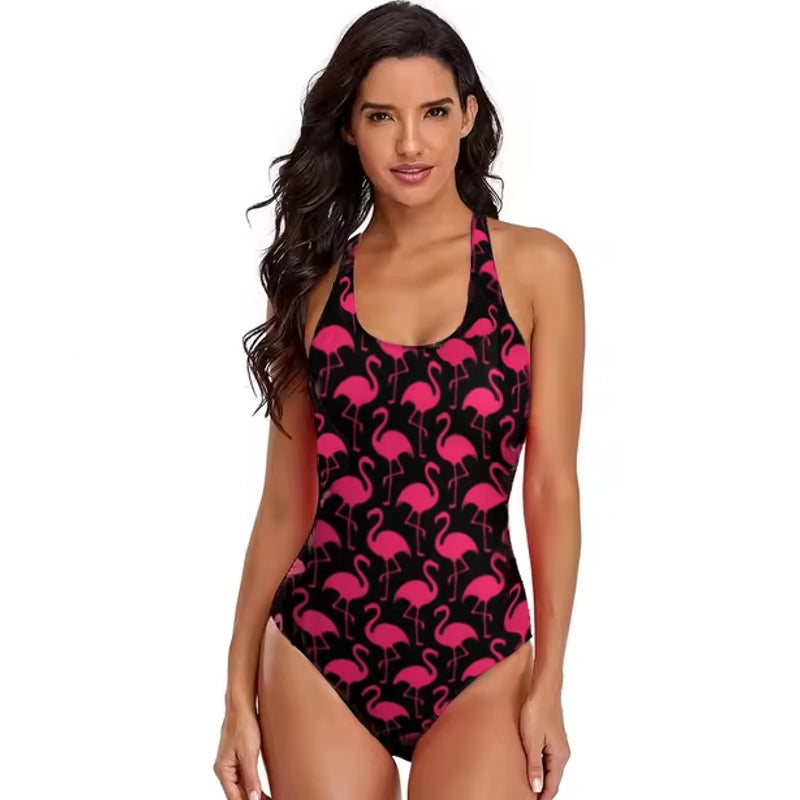 Sexy Women's new flamingo print swimsuit one-piece swimsuit 04 Swimwear - Tophatter Daily Deals