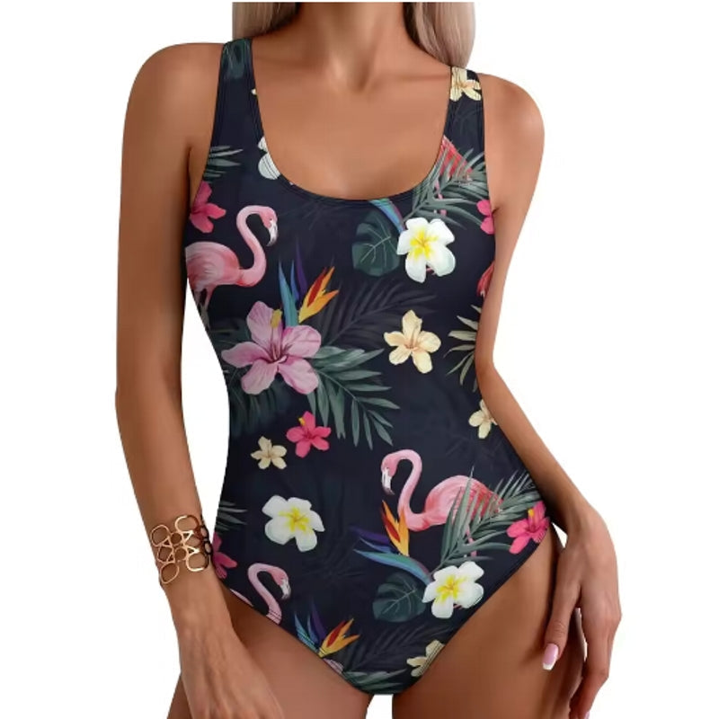 Stylish Tropical Flamingo Women Swimsuit One Piece Swimwear - Tophatter Daily Deals
