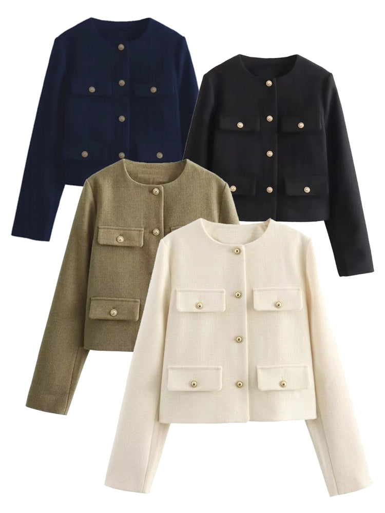Winter Button Demi-Season Short Coats Work Wear Blazers - Tophatter Daily Deals