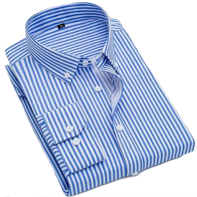 Men's Thin Striped Long-sleeve Shirt Men's Shirts - Tophatter Daily Deals