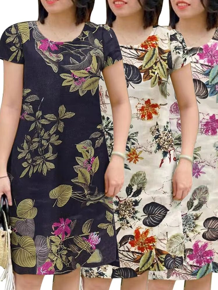 Women Round Neck Short Sleeve Casual Dress Mini Dresses - Tophatter Daily Deals