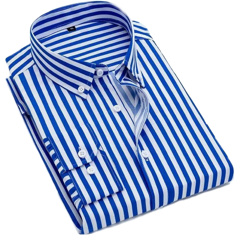 Men's Thin Striped Long-sleeve Shirt Men's Shirts - Tophatter Daily Deals