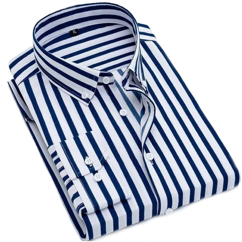Men's Thin Striped Long-sleeve Shirt Men's Shirts - Tophatter Daily Deals