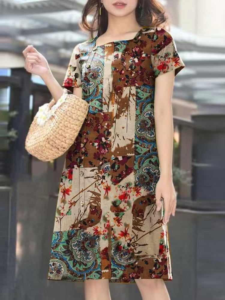 Women Square Neck Short Sleeve Dress Green Mini Dresses - Tophatter Daily Deals