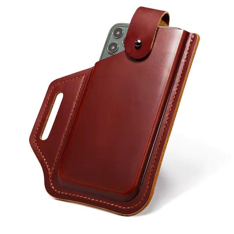 Men's Leather 6.3inch Phone Case Wallet Belt Bag Waist Bag Brown Phone Bag Men Bags - Tophatter Daily Deals