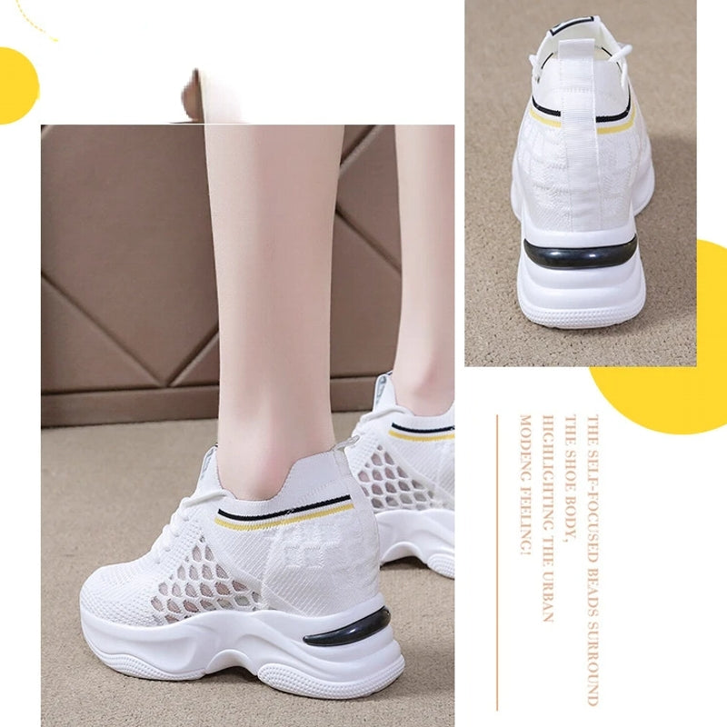 High Heels Breathable Elevator Shoes 8cm High Heel Sneaker - Tophatter Daily Deals