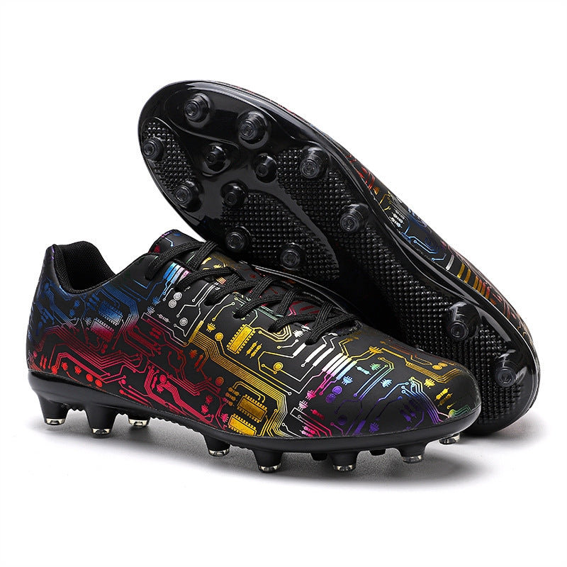 Unisex Ankle Football Boots Cleats Grass Training Black Soccer Shoes - Tophatter Daily Deals
