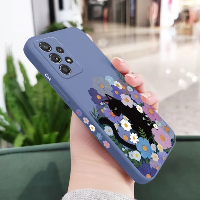 Black Cat Floral Case For Samsung Samsung Cases - Tophatter Daily Deals