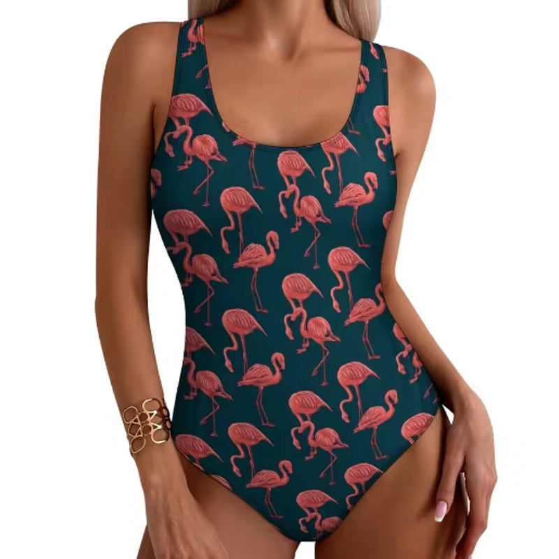 Stylish Tropical Flamingo Women Swimsuit One Piece Swimwear - Tophatter Daily Deals