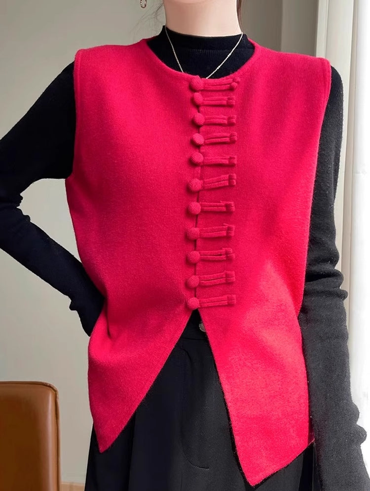 Winter Round Neck Vest Sweater Tops Blouses - Tophatter Daily Deals