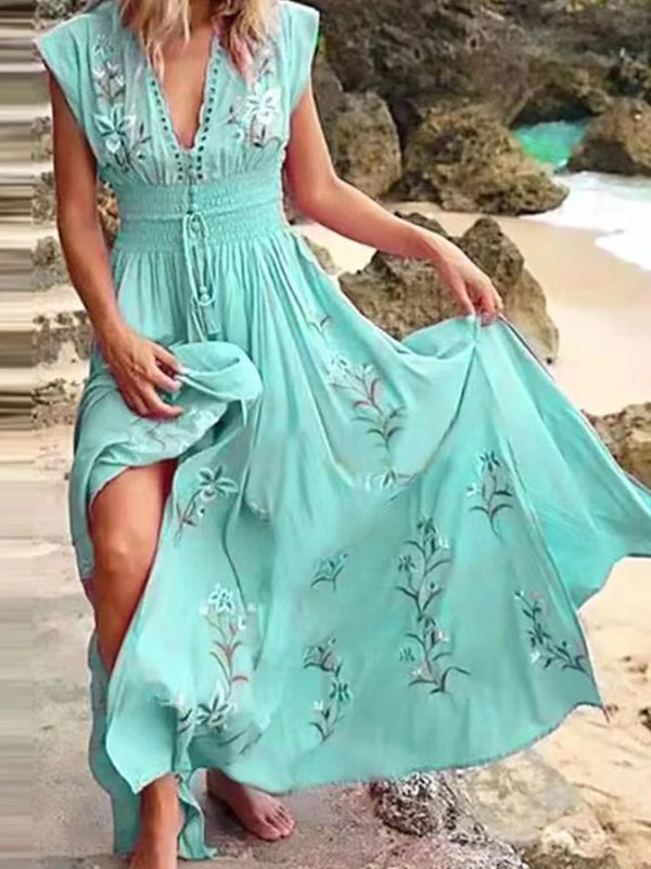 Fashion Sexy Slim Floral Skirt Midi Dresses - Tophatter Daily Deals