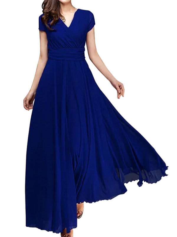 Long Cocktail Chiffon Evening Dress Blue Maxi Dresses - Tophatter Daily Deals