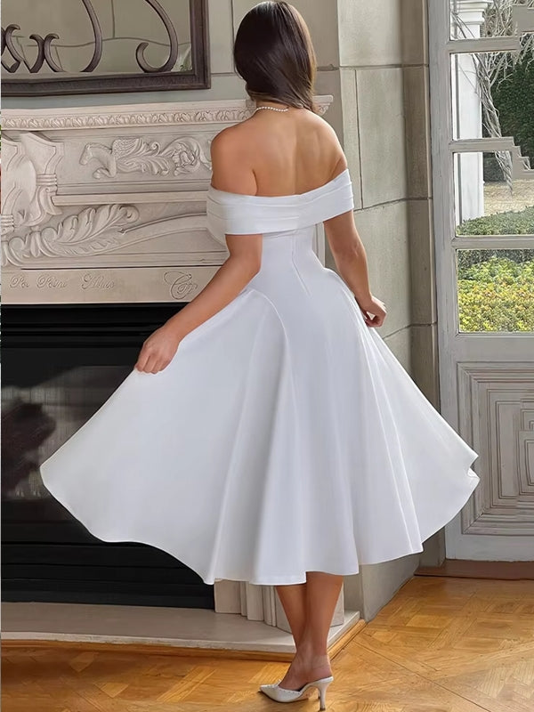 Off-shoulder Backless Sexy Midi Dress Midi Dresses - Tophatter Daily Deals