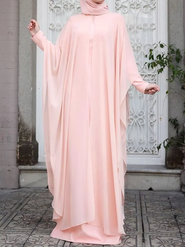 Muslim Dresses Robe Abaya Long Sleeve Dress Pink Maxi Dresses - Tophatter Daily Deals