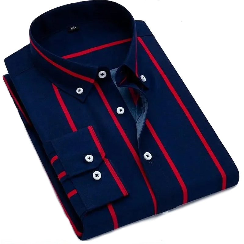 Men's Thin Striped Long-sleeve Shirt Men's Shirts - Tophatter Daily Deals