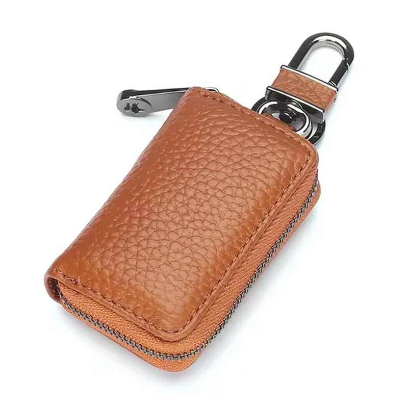 Men Genuine Leather Retro Mini Key Case Bag Large Capcity Fashion Car Key Keychain Wallet Tan Men Bags - Tophatter Daily Deals