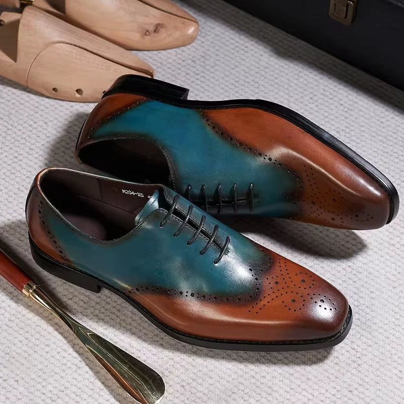 Calfskin Handmade Business Office Lace-up Mens Dress Shoes Men Shoes - Tophatter Daily Deals
