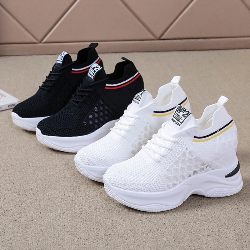 High Heels Breathable Elevator Shoes 8cm High Heel Sneaker - Tophatter Daily Deals