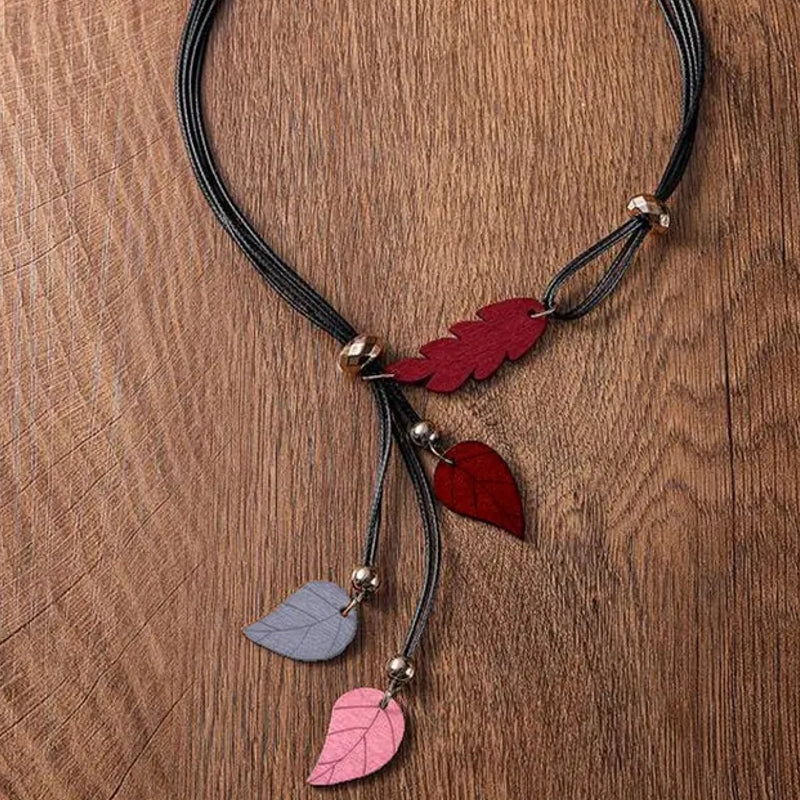 Ethnic Wood Leaf Pendants Necklace JEWELLERY - Tophatter Daily Deals