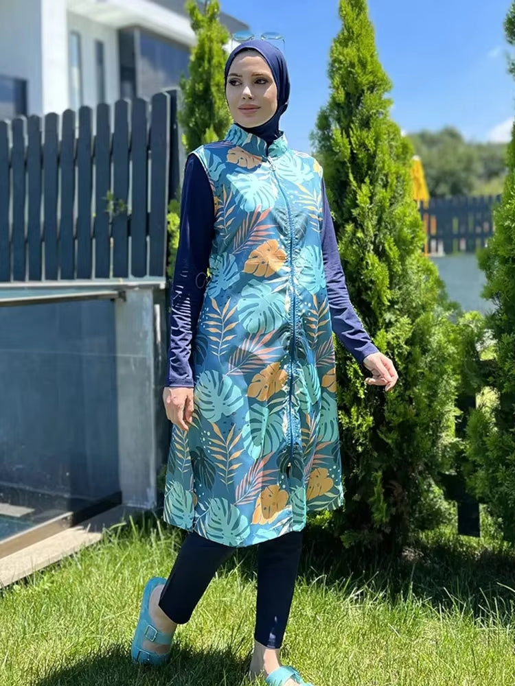 Long Sleeve Full Cover Hijab Top Pants Burkini Swimwear - Tophatter Daily Deals
