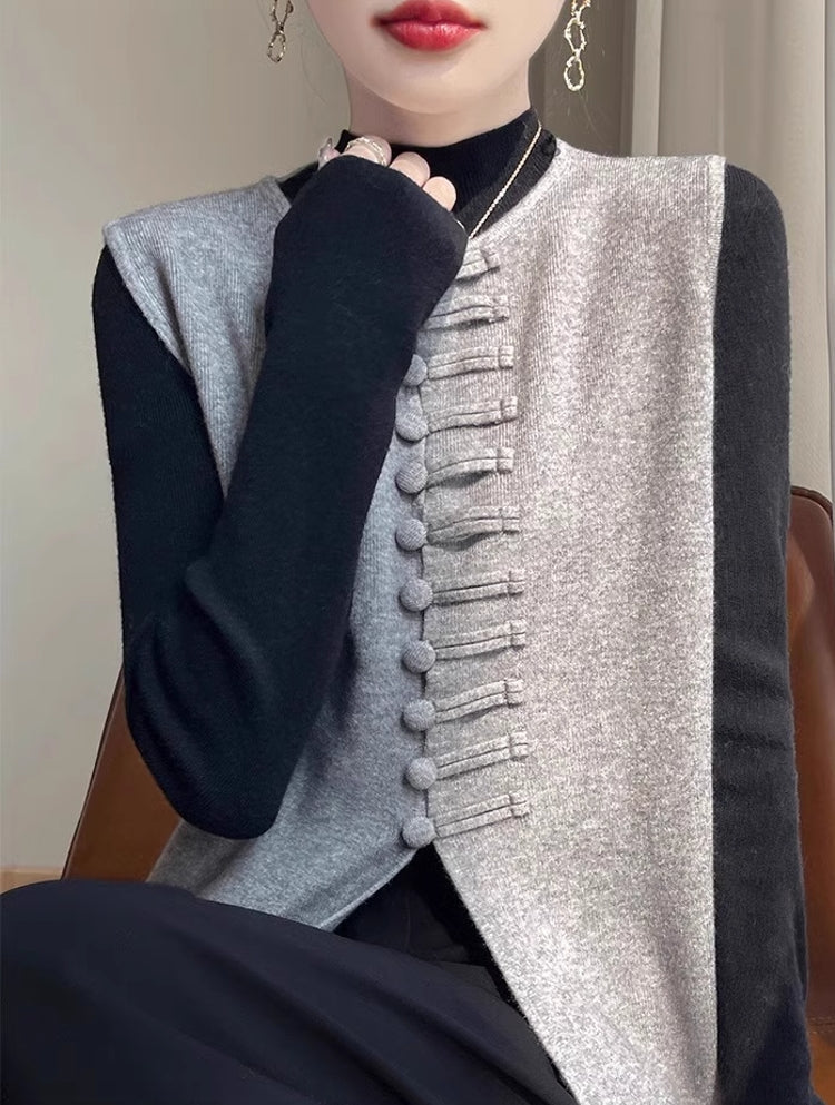 Winter Round Neck Vest Sweater Tops Blouses - Tophatter Daily Deals