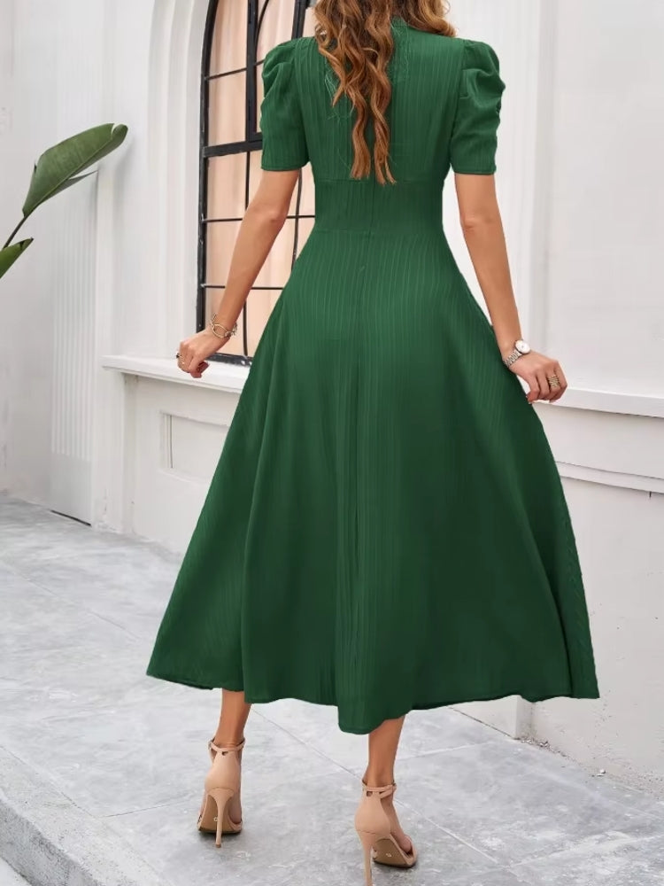 Elegance of High-Waisted Solid Color Dresses for Summer Midi Dresses - Tophatter Daily Deals