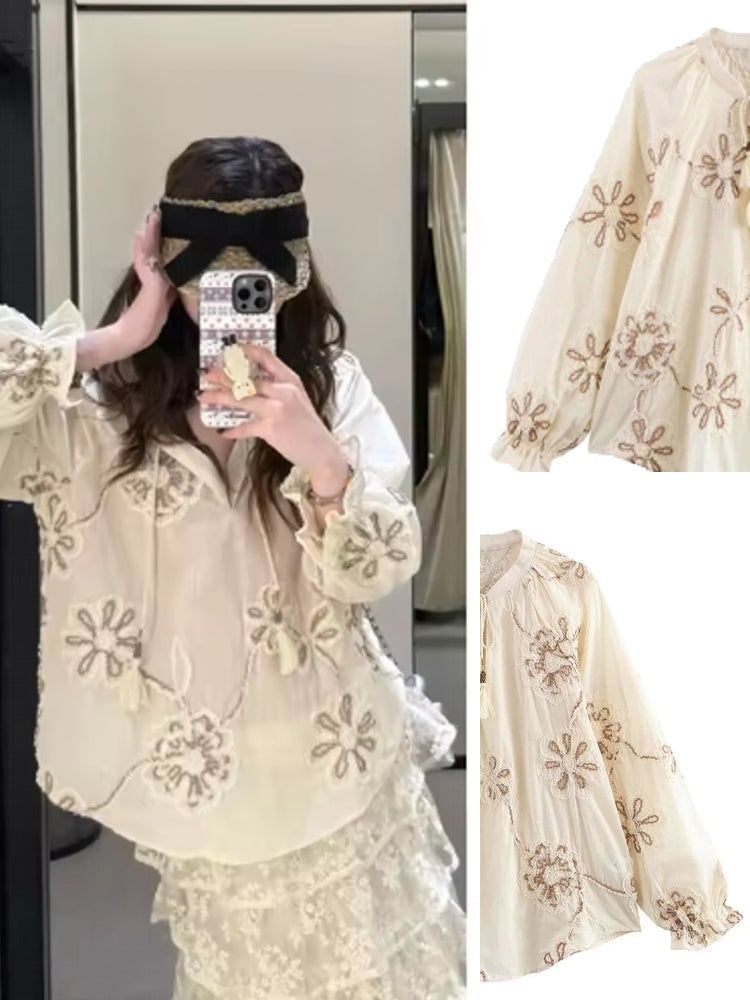 Women Tassel Casual Summer Embroider Blouses Blouses - Tophatter Daily Deals