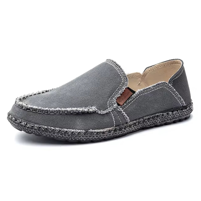 Canvas Loafers Breathable Men Flat Lazy Shoes Gray Loafers - Tophatter Daily Deals