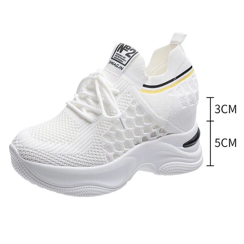 High Heels Breathable Elevator Shoes 8cm High Heel Sneaker - Tophatter Daily Deals