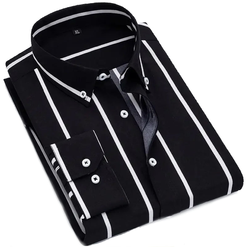 Men's Thin Striped Long-sleeve Shirt Men's Shirts - Tophatter Daily Deals