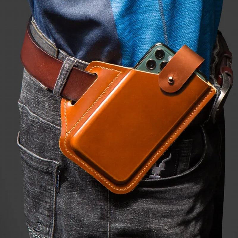 Men's Leather 6.3inch Phone Case Wallet Belt Bag Waist Bag Men Bags - Tophatter Daily Deals