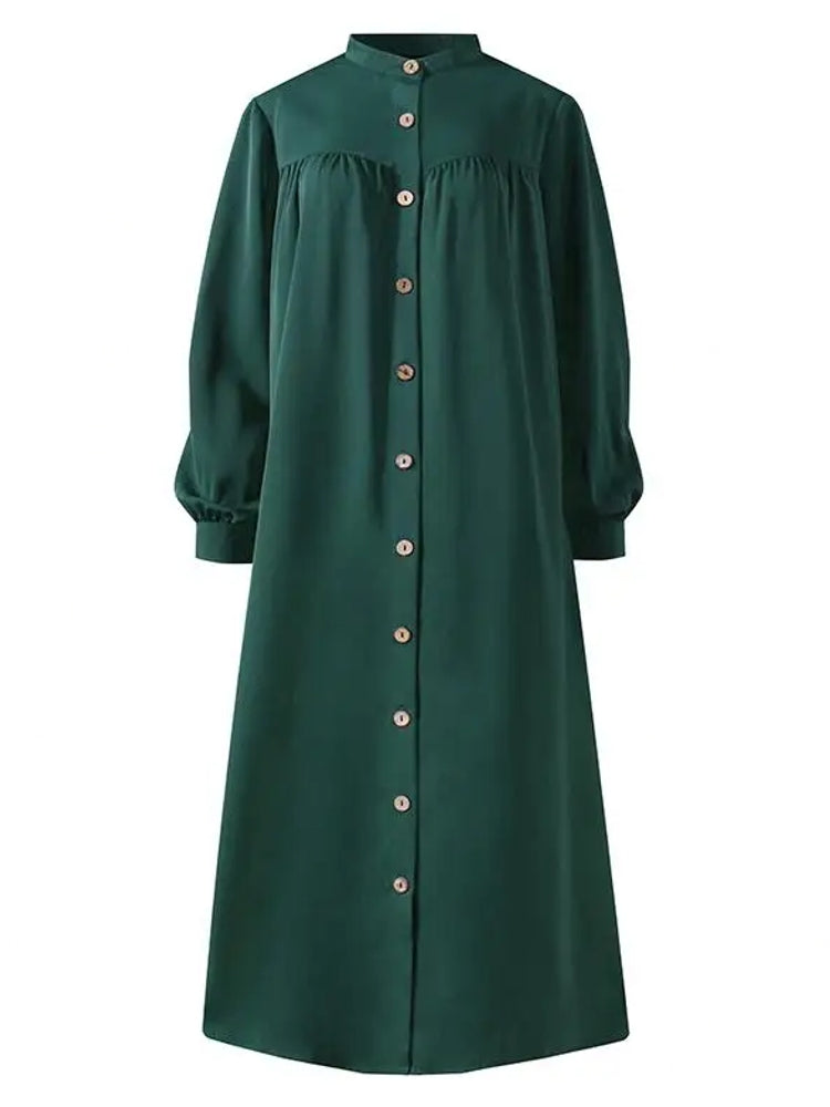 Button Down Front Kaftan Tunic Maxi Dress with Side Pockets Maxi Dresses - Tophatter Daily Deals