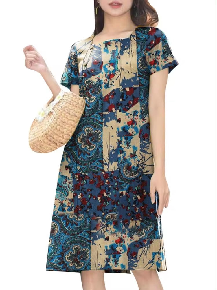 Women Square Neck Short Sleeve Dress Mini Dresses - Tophatter Daily Deals