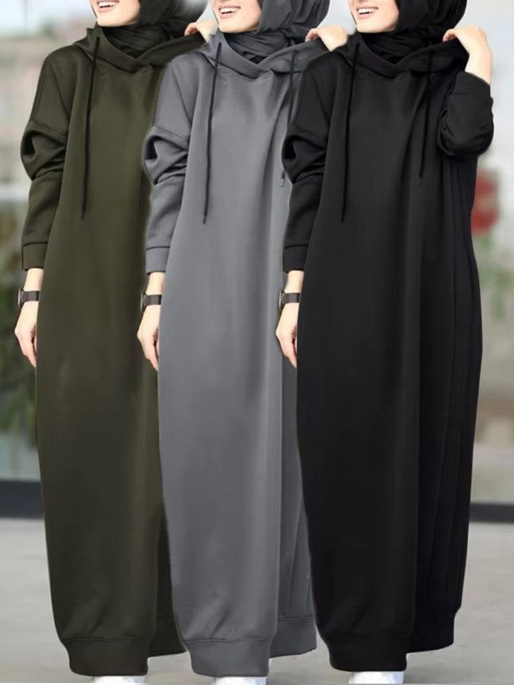 Women Drawstring Robe Hoodies Dress Maxi Dresses - Tophatter Daily Deals