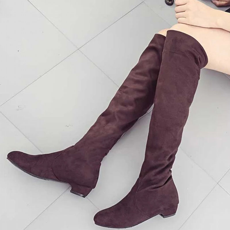 HOT New Arrival Women Boots Square Block Heel Fur Platform Winter Knee High Boots BOOTS - Tophatter Daily Deals