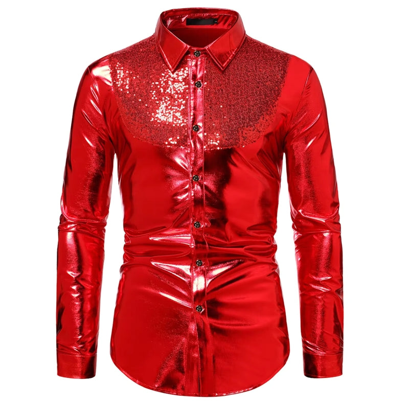 Dance Club Wear Hip Hop Shirt Men Shirts Red Men's Clothing - Tophatter Daily Deals