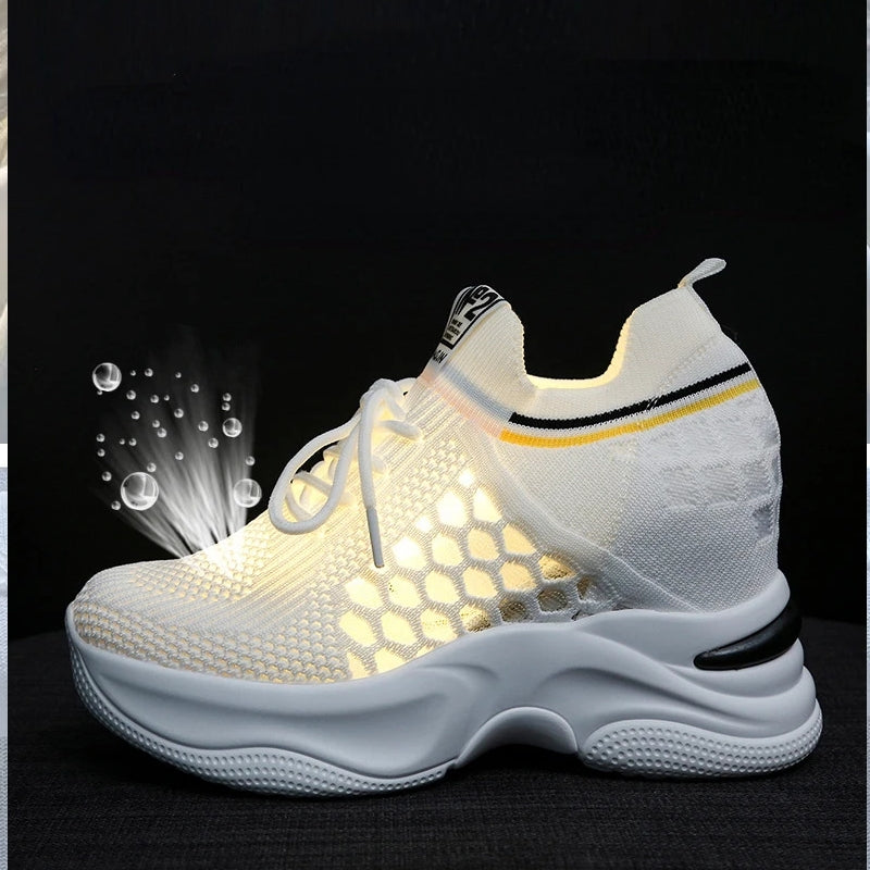 High Heels Breathable Elevator Shoes 8cm High Heel Sneaker - Tophatter Daily Deals