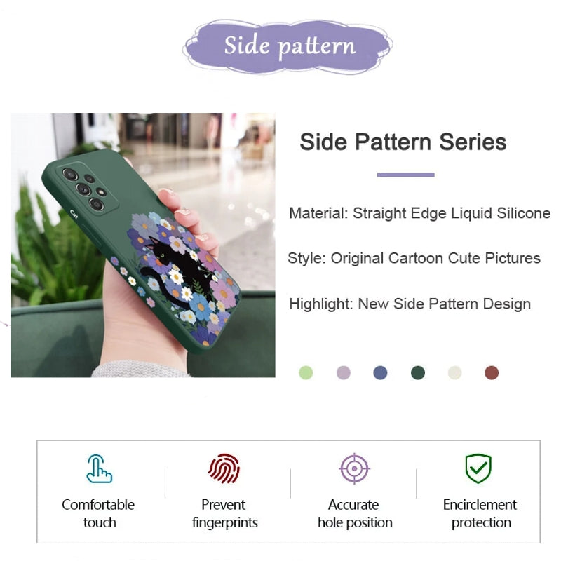 Black Cat Floral Case For Samsung Samsung Cases - Tophatter Daily Deals