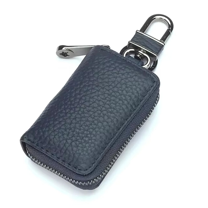 Men Genuine Leather Retro Mini Key Case Bag Large Capcity Fashion Car Key Keychain Wallet Navy Blue Men Bags - Tophatter Daily Deals
