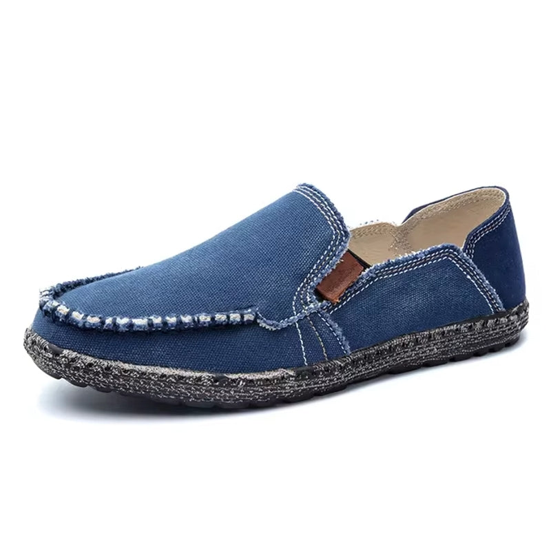 Canvas Loafers Breathable Men Flat Lazy Shoes Navy Loafers - Tophatter Daily Deals
