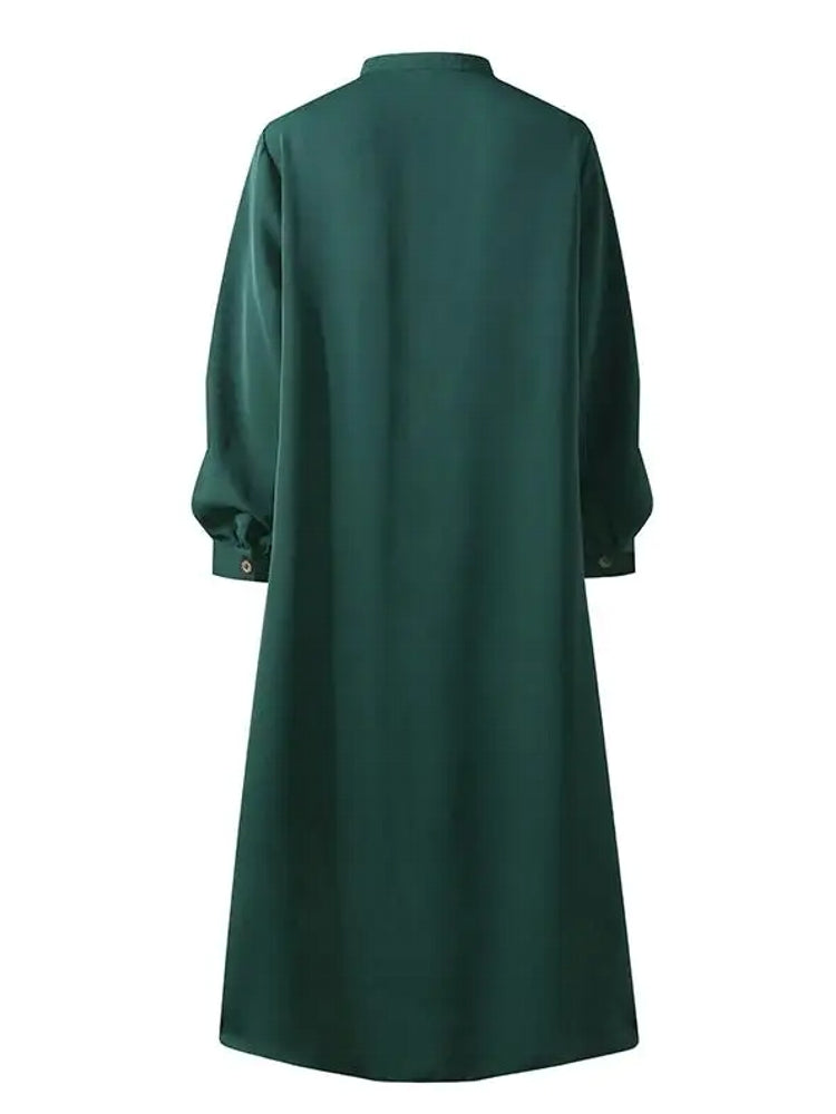 Button Down Front Kaftan Tunic Maxi Dress with Side Pockets Maxi Dresses - Tophatter Daily Deals