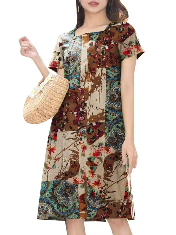 Women Square Neck Short Sleeve Dress Mini Dresses - Tophatter Daily Deals