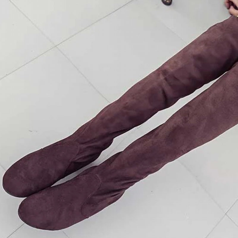 HOT New Arrival Women Boots Square Block Heel Fur Platform Winter Knee High Boots BOOTS - Tophatter Daily Deals