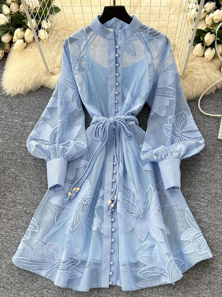Stand Collar Belt Party Birthday Dress For Women Mini Dresses - Tophatter Daily Deals