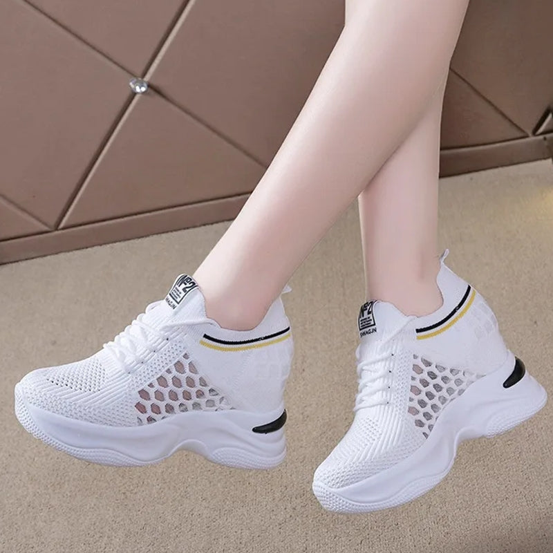 High Heels Breathable Elevator Shoes 8cm High Heel Sneaker - Tophatter Daily Deals