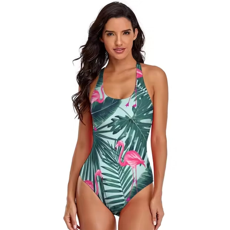 Sexy Women's new flamingo print swimsuit one-piece swimsuit 07 Swimwear - Tophatter Daily Deals