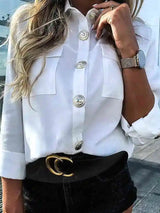 Women Long Sleeve Shirts White Blouses & Shirts - Tophatter Daily Deals