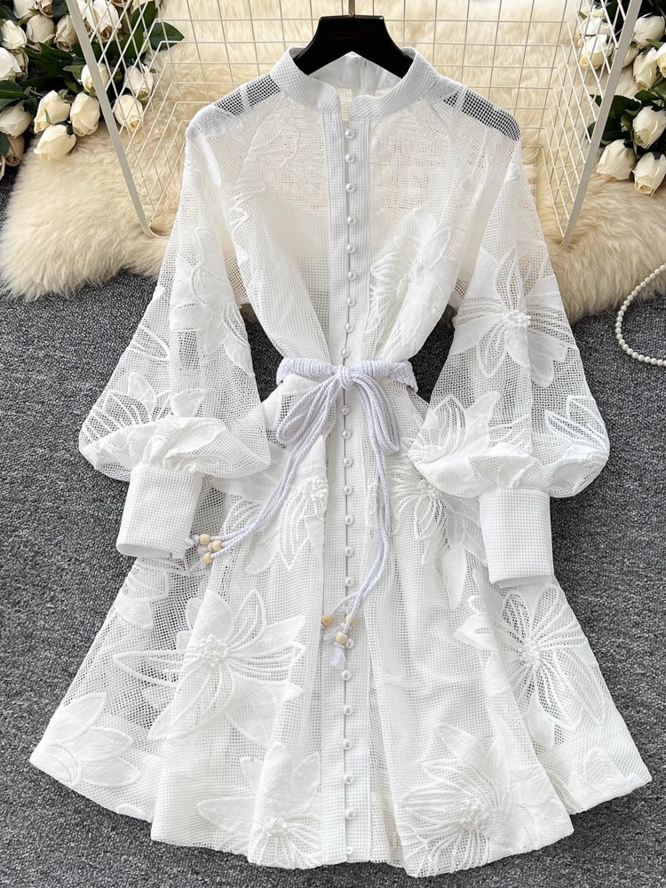 Stand Collar Belt Party Birthday Dress For Women Mini Dresses - Tophatter Daily Deals