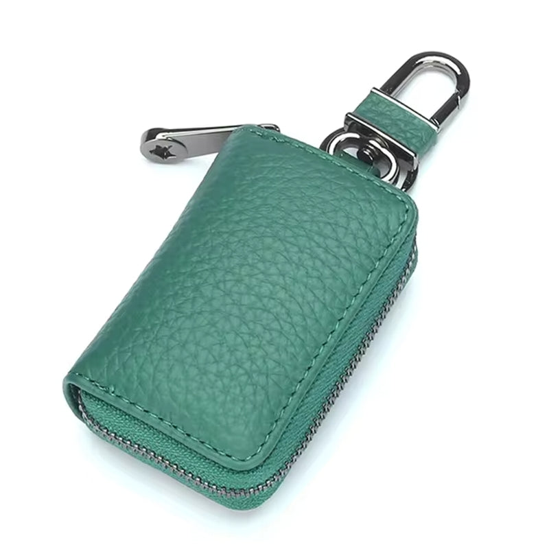 Men Genuine Leather Retro Mini Key Case Bag Large Capcity Fashion Car Key Keychain Wallet Green Men Bags - Tophatter Daily Deals
